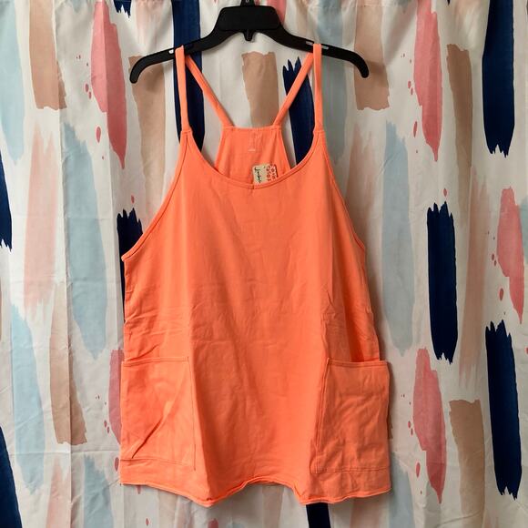 Free People Movement Bright Orange Hot Shot Mini Dress Romper Size Large - Picture 3 of 12